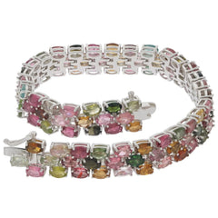 Sterling Silver Bracelet Semi Mount Setting Tennis Bracelet Oval OV 4x3mm 3 row DHJ