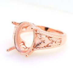 Art Deco Sterling Silver Semi Mount Ring Setting Oval OV 14x10mm Syzjewelry