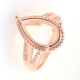 Art Deco Sterling Silver Semi Mount Ring Setting Pear PE 16x10mm Syzjewelry