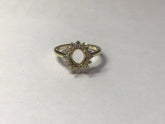 9K Yellow Gold Semi Mount Ring Setting Oval OV 8X6mm Halo CVD Accents Syzjewelry