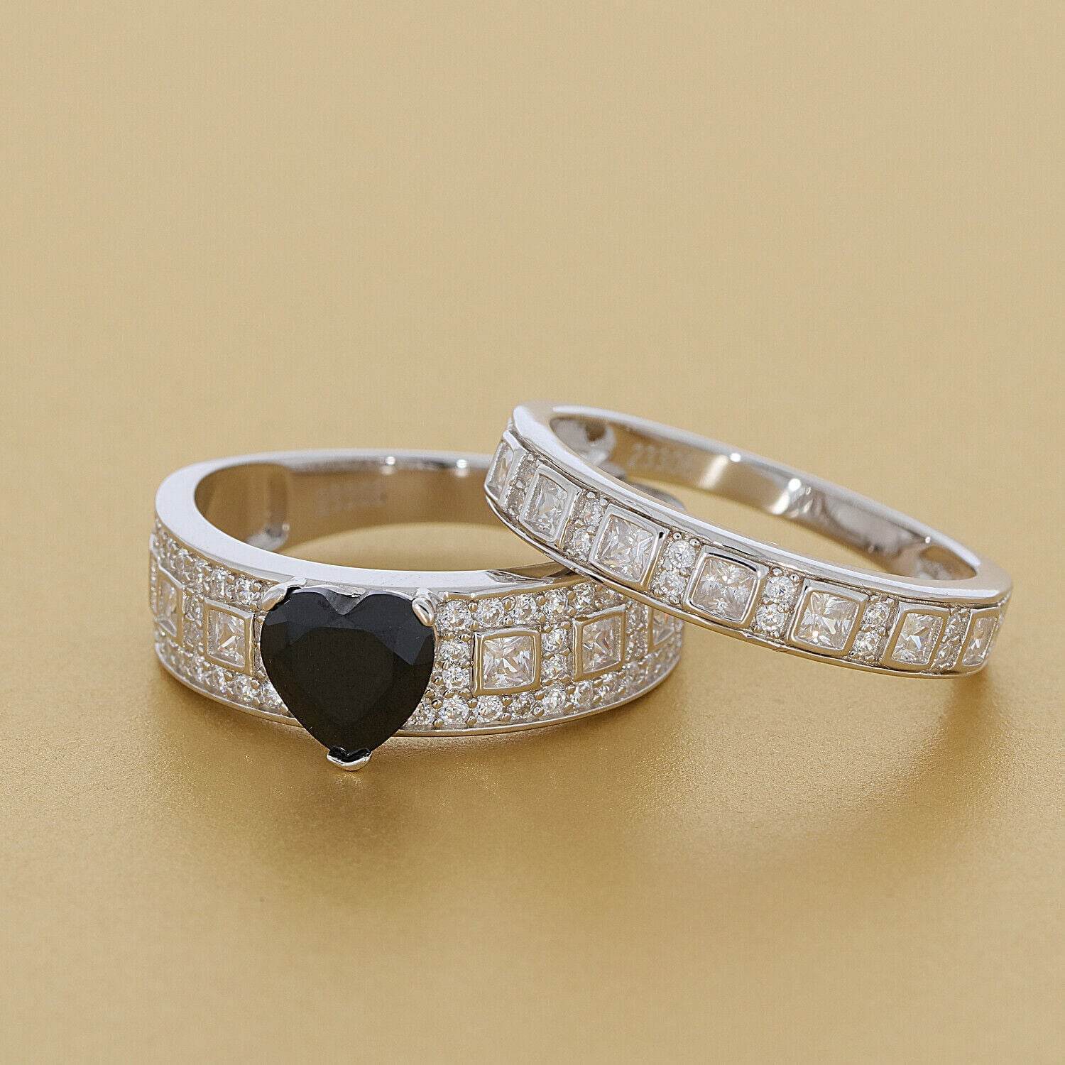 2 piece Sterling Silver Semi Mount Ring Setting Heart HT 7X7mm - Syzjewelry