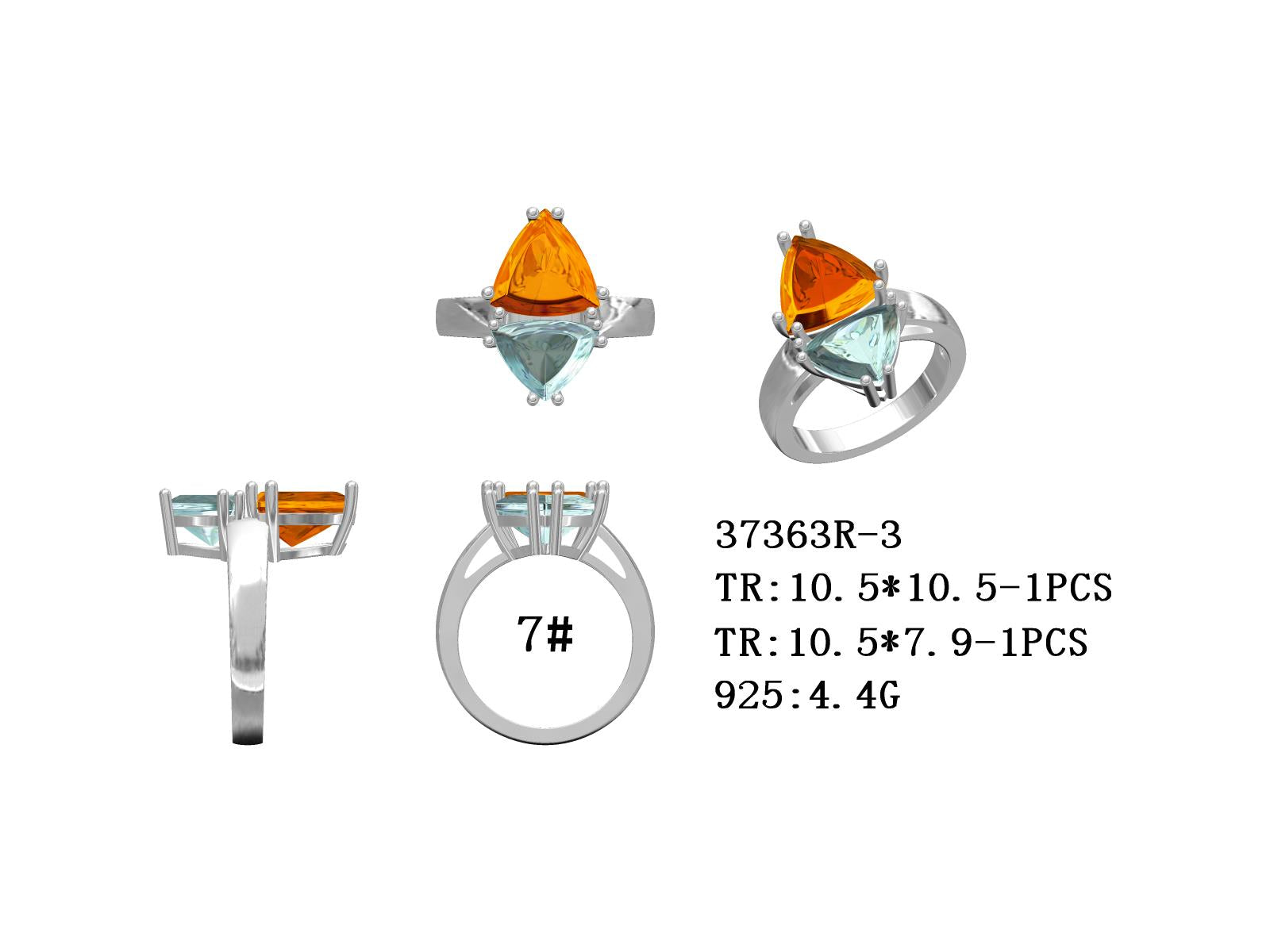 Custom Sterling Silver Semi Mount Ring Setting TR 10.5x10.5mm TR 10.5x7.9mm Syzjewelry