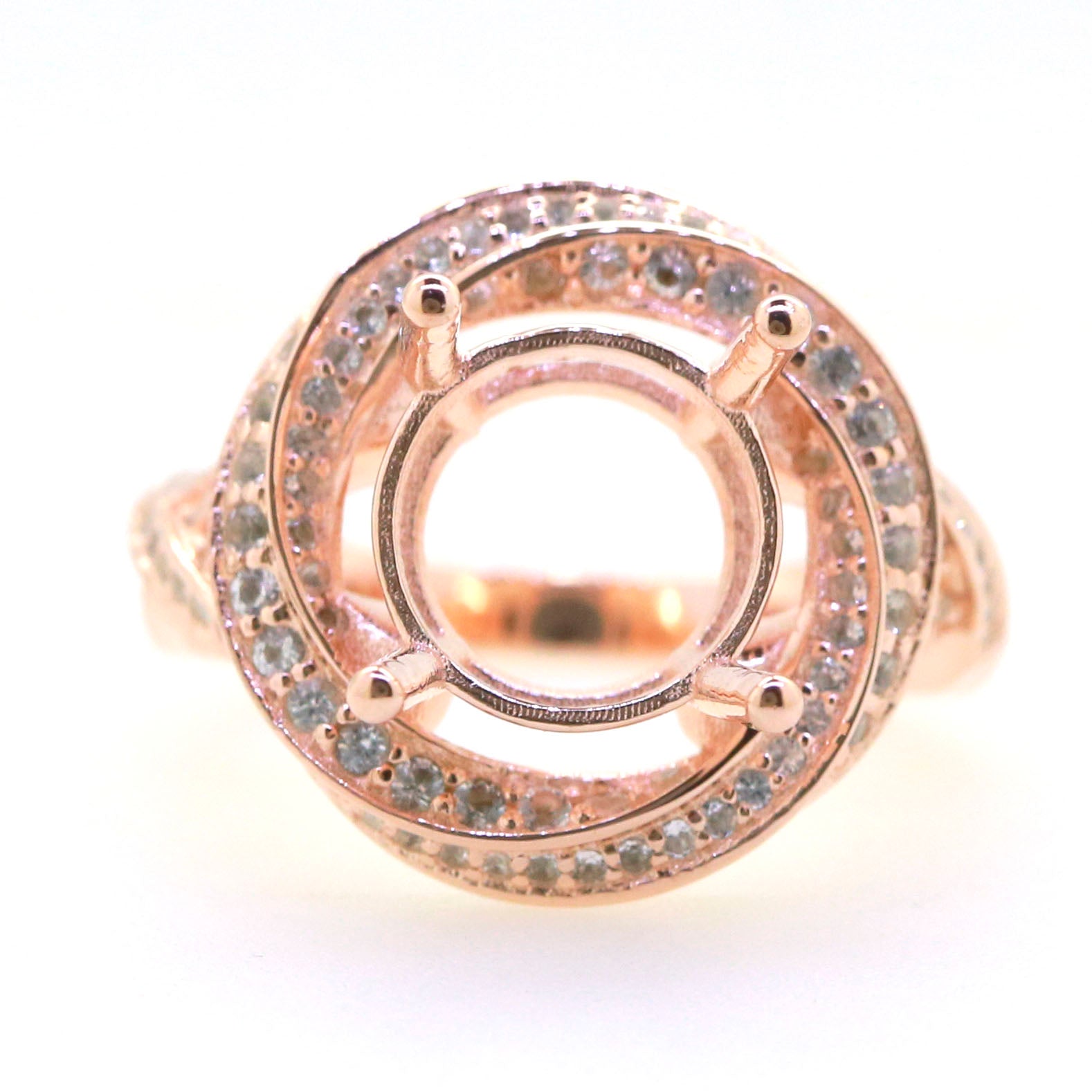 Art Deco Sterling Silver Semi Mount Ring Setting Round RD 11x11mm Syzjewelry