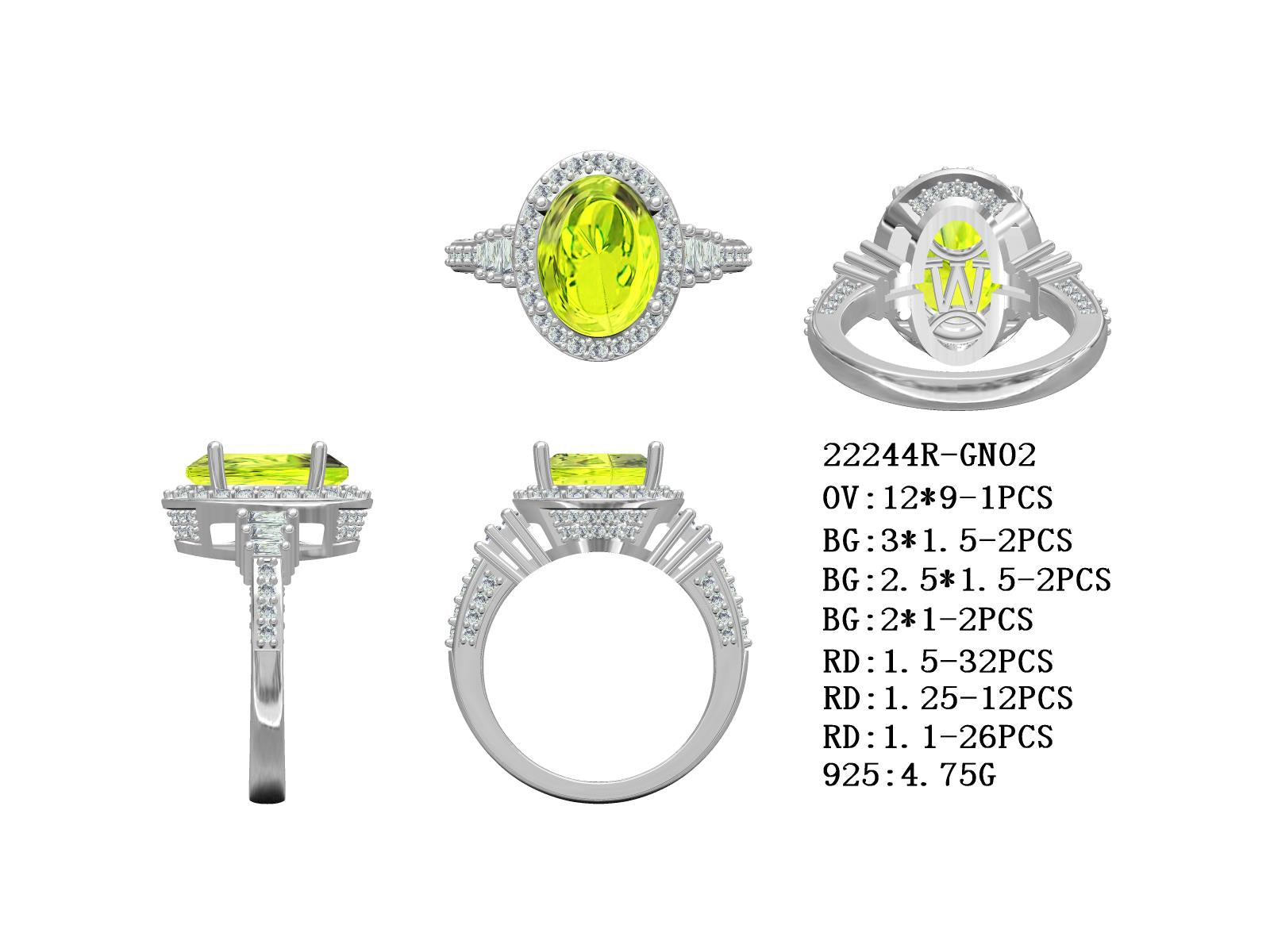 Sterling Silver Semi Mount Ring Setting Oval 12x9mm - Syzjewelry