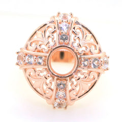 Art Deco Sterling Silver Semi Mount Ring Setting Round RD 8x8mm Syzjewelry