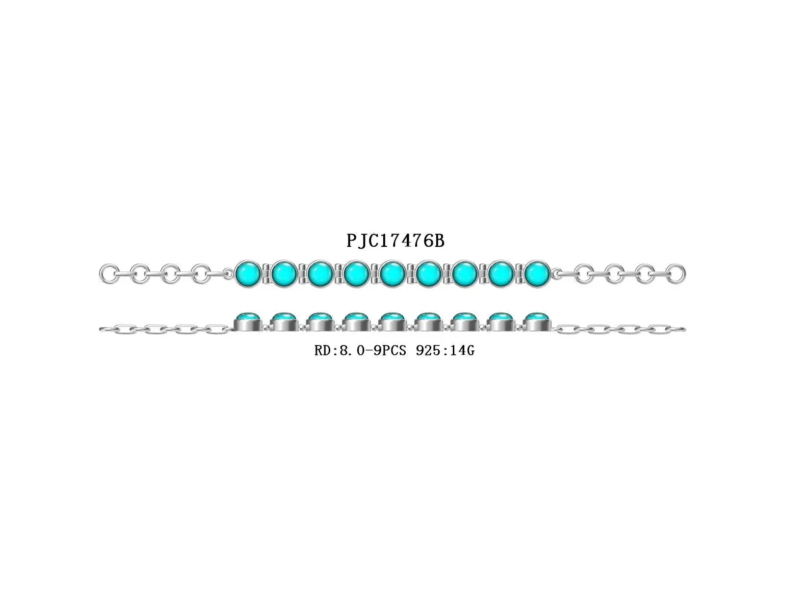 Sterling Silver Semi Mount Bracelet Setting Round RD 8x8mm Cabochon DHJ