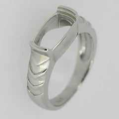 Sterling Silver Semi Mount Ring Setting Oval OV 11x9mm Cabochon White Topaz - Syzjewelry