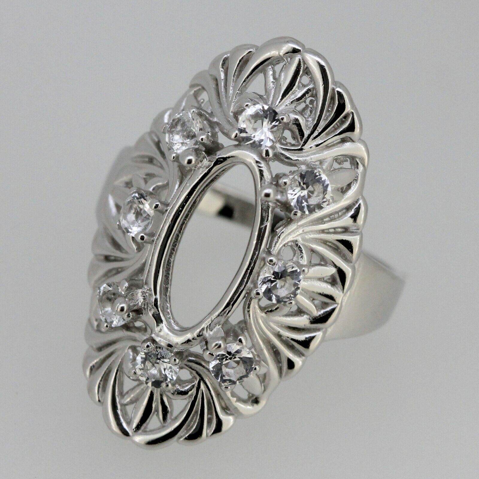 Sterling Silver Semi Mount Ring Setting Oval OV 12x6mm Art Deco Fleur Di Lis - Syzjewelry