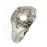 Sterling Silver Semi Mount Ring Setting Round RD 5x5mm Art Deco Style - Syzjewelry