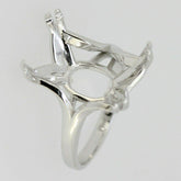 Sterling Silver Semi Mount Ring Setting Emerald OCT 16x12mm Contemporary - Syzjewelry