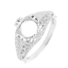 Sterling Silver Semi Mount Ring Setting Round RD 8x8mm Art Deco Style L059R059W7 - Syzjewelry