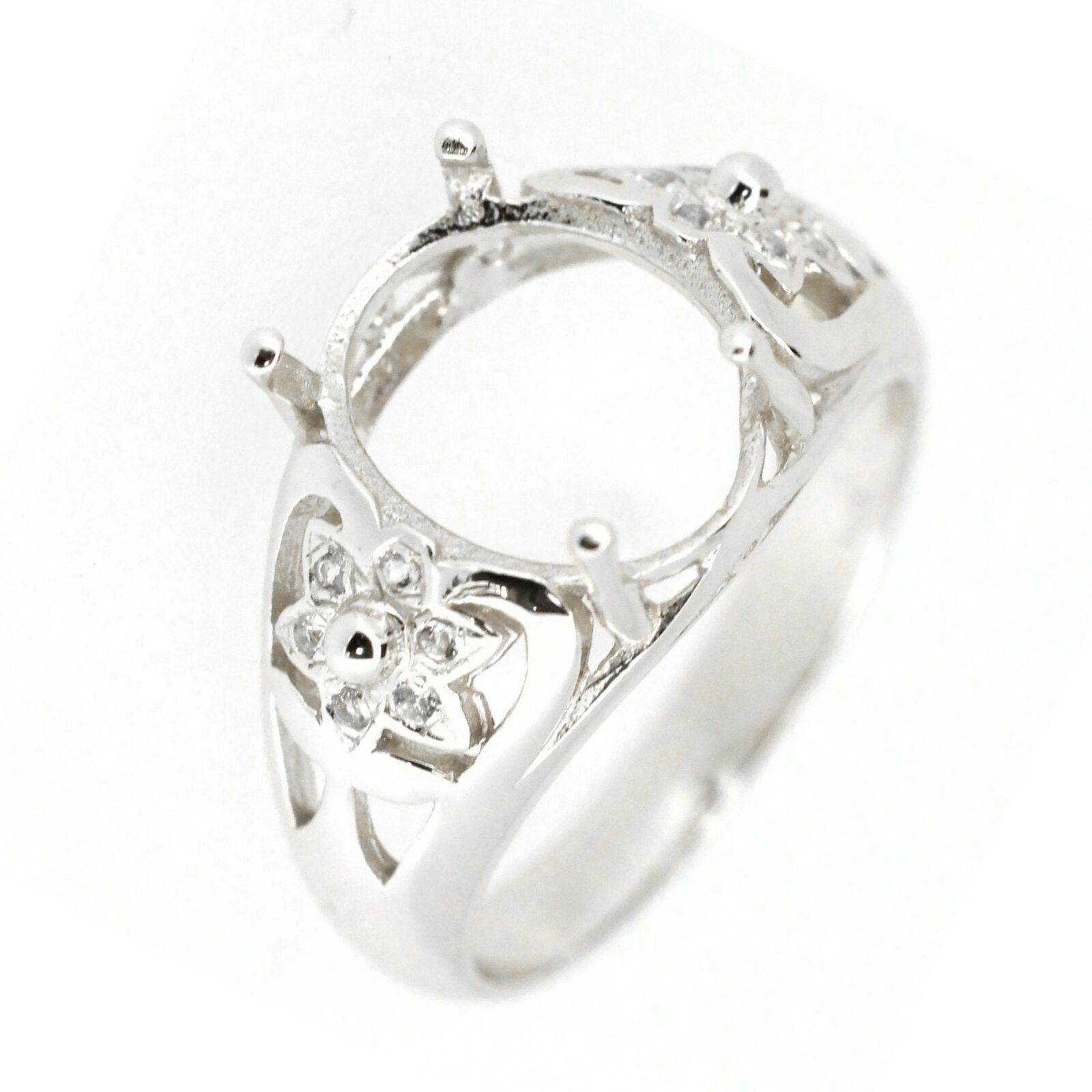 Sterling Silver Semi Mount Ring Setting Oval OV 12x10mm Cabochon - Syzjewelry