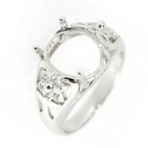 Sterling Silver Semi Mount Ring Setting Oval OV 12x10mm Cabochon - Syzjewelry