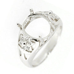 Sterling Silver Semi Mount Ring Setting Oval OV 12x10mm Cabochon - Syzjewelry
