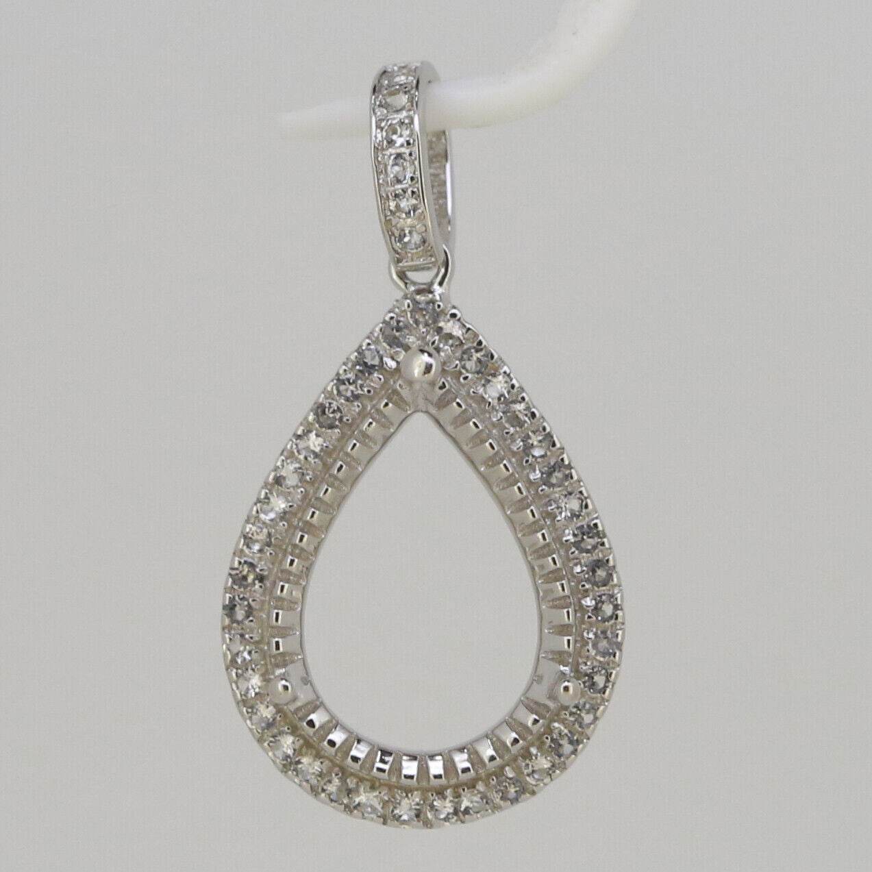 Sterling Silver Semi Mount Pendant Setting Pear PE 15x10mm Halo Topaz - Syzjewelry