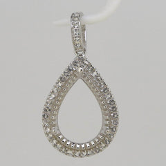 Sterling Silver Semi Mount Pendant Setting Pear PE 15x10mm Halo Topaz - Syzjewelry