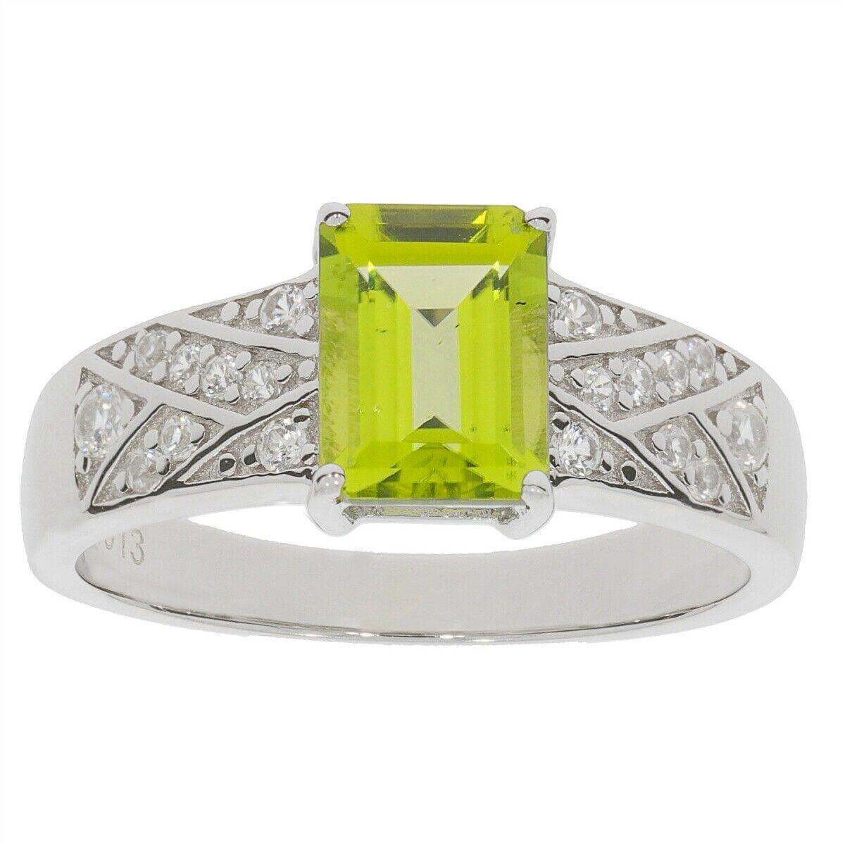 14K White Gold Semi Mount Ring Setting Emerald OCT 8x6mm Engagement Ring - Syzjewelry