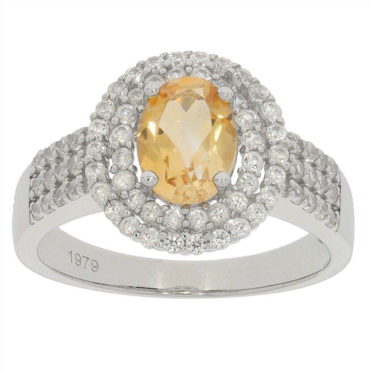 14K White Gold Semi Mount Ring Setting Oval OV 8x6mm Double Halo Engagement - Syzjewelry