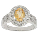 14K White Gold Semi Mount Ring Setting Oval OV 8x6mm Double Halo Engagement - Syzjewelry