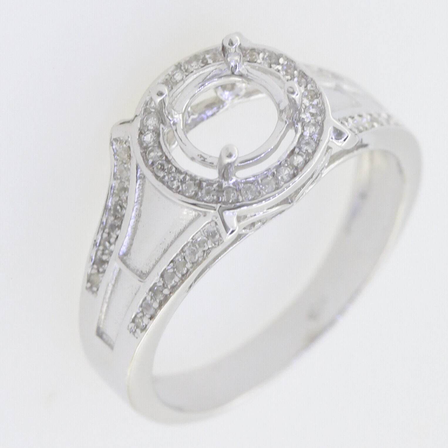 Sterling Silver Semi Mount Ring Setting Round 6.5mm RD 6.5x6.5 Halo Engagement - Syzjewelry