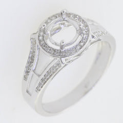 Sterling Silver Semi Mount Ring Setting Round 6.5mm RD 6.5x6.5 Halo Engagement - Syzjewelry