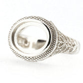 Sterling Silver Semi Mount Ring Setting Oval OV 11x9mm East West Vintage Repro - Syzjewelry