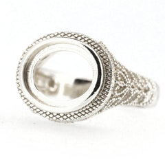 Sterling Silver Semi Mount Ring Setting Oval OV 11x9mm East West Vintage Repro - Syzjewelry