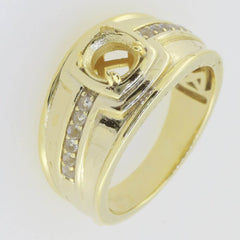 10K Yellow Gold Semi Mount Ring Setting Cushion Round 4x4mm Men's Ring - Syzjewelry
