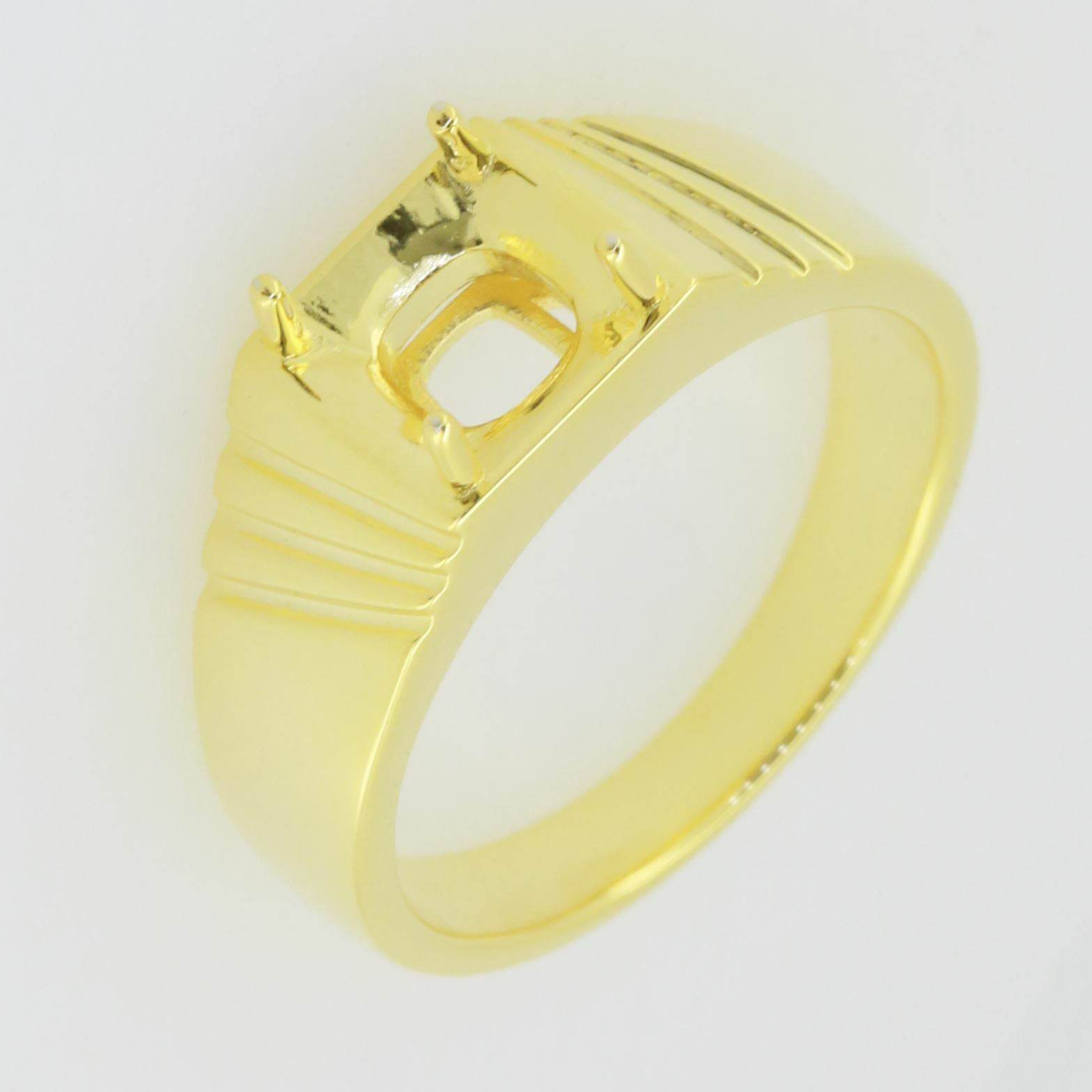 Men's Ring Settings Ring Mounting 10K Yellow Gold Cushion CU 8X8mm PJC19576R10KY - Syzjewelry