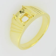 Men's Ring Settings Ring Mounting 10K Yellow Gold Cushion CU 8X8mm PJC19576R10KY - Syzjewelry