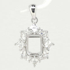 14K White Gold Semi Mount Pendant Setting OCT 9x7mm - Syzjewelry