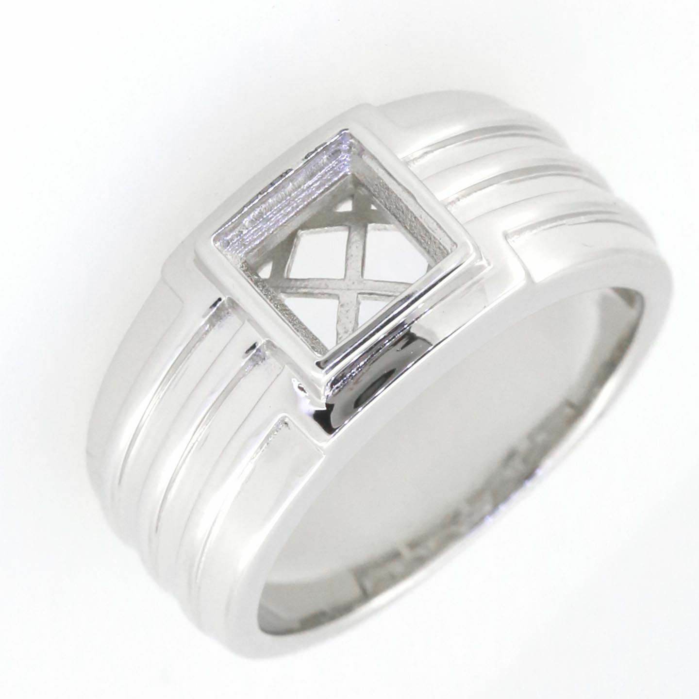 Men's Ring Settings Ring Mounting 14K White Gold Semi Mount Ring Setting Princess SQ 6.5X6.5mm - Syzjewelry
