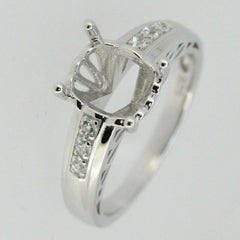 Sterling Silver Semi Mount Ring Setting Cushion Cu 9x7mm White Topaz - Syzjewelry