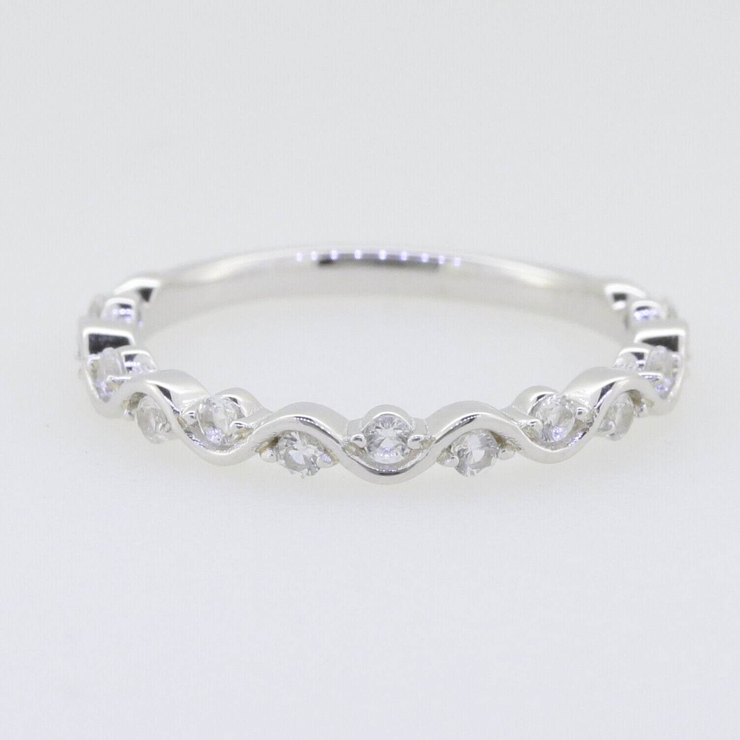 Sterling Silver Half Etnerity Band Rinng White Topaz White Topaz P0021PJC204 - Syzjewelry