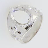 Sterling Silver Semi Mount Ring Setting OV 12x10mm Fleur De Lis R324 - Syzjewelry