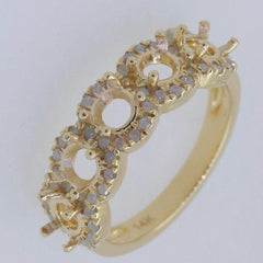 14K Yellow Gold & Diamond Semi Mount Ring Setting Round RD 4x4m - Syzjewelry