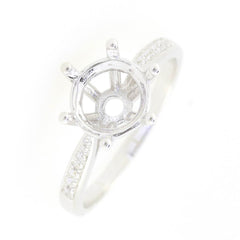 Sterling Silver Semi Mount Ring Setting Round Rd 8X8mm Engagement White Topaz L7 - Syzjewelry