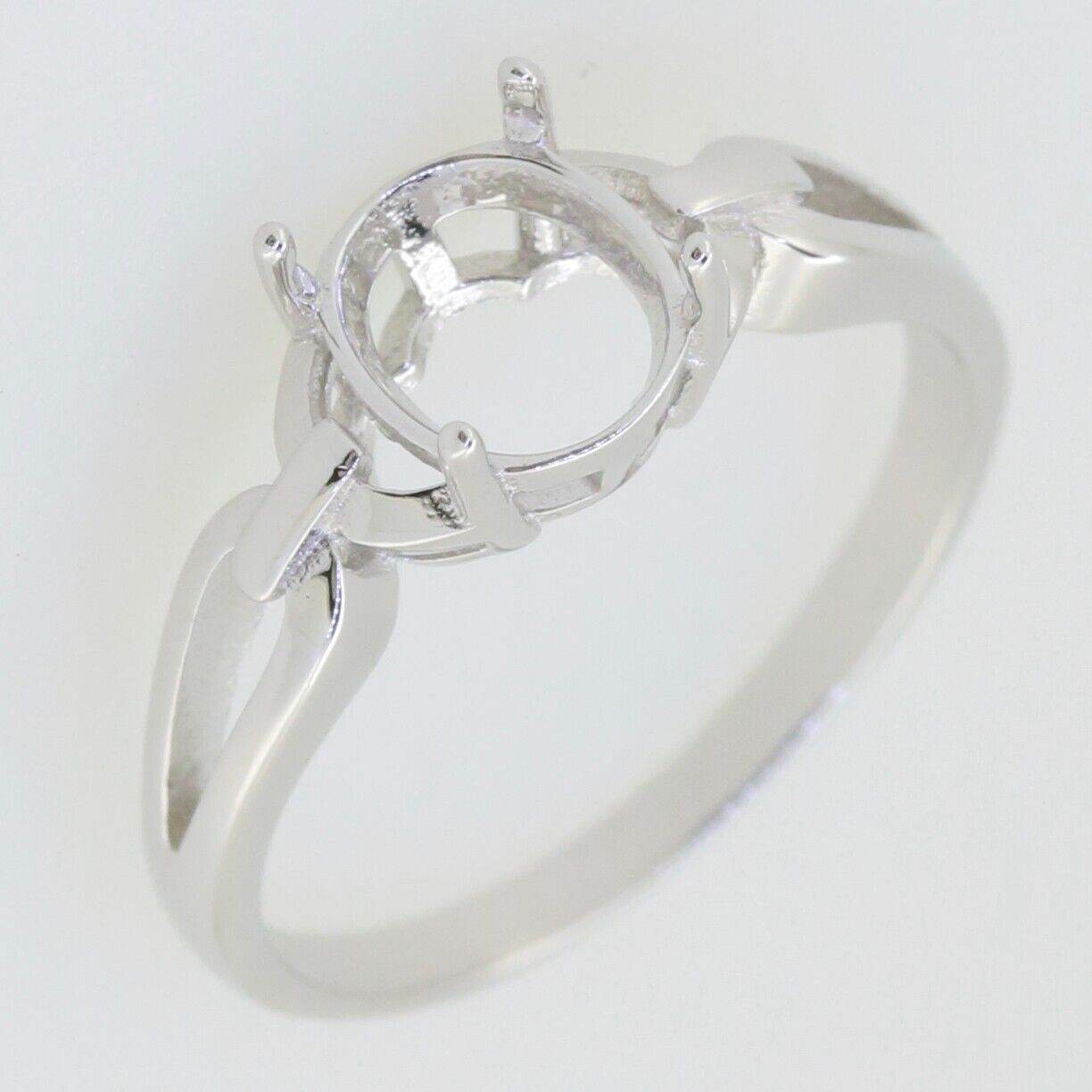 Sterling Silver Semi Mount Ring Setting Oval OV 8x7mm Chain Link Shank - Syzjewelry