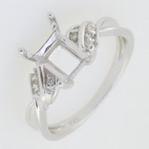 Sterling Silver Semi Mount Ring Setting Emerald OCT 8x6mm Twisted Shank - Syzjewelry