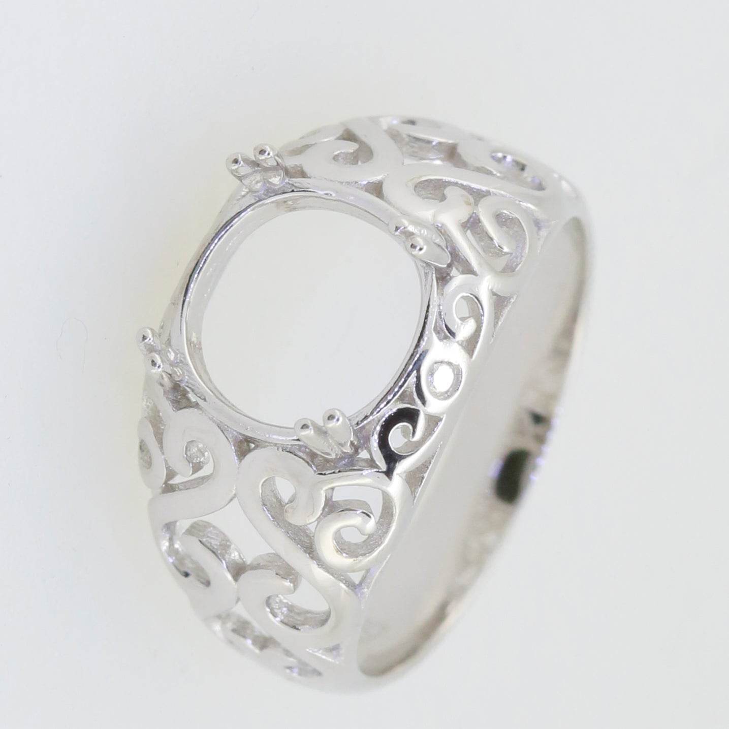Sterling Silver Semi Mount Ring Setting Cushion CU 9X9mm RD 9x9mm - Syzjewelry