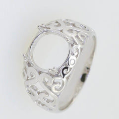 Sterling Silver Semi Mount Ring Setting Cushion CU 9X9mm RD 9x9mm - Syzjewelry