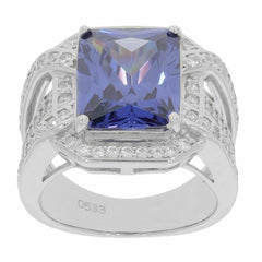 10K White Gold Semi Mount Ring Setting Emerald OCT 14X10mm Halo Engagement Ring - Syzjewelry