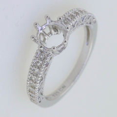 Sterling Silver Semi Mount Ring Setting Round RD 6x6mm White Topaz - Syzjewelry