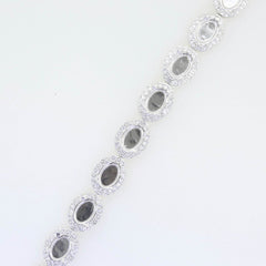 Sterling Silver Semi Mount Tennis Bracelet Setting Cab OV 8x6mm White Topaz - Syzjewelry