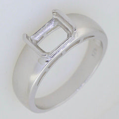 Sterling Silver Semi Mount Ring Setting Emerald OCT 9x7mm Bezel Set - Syzjewelry