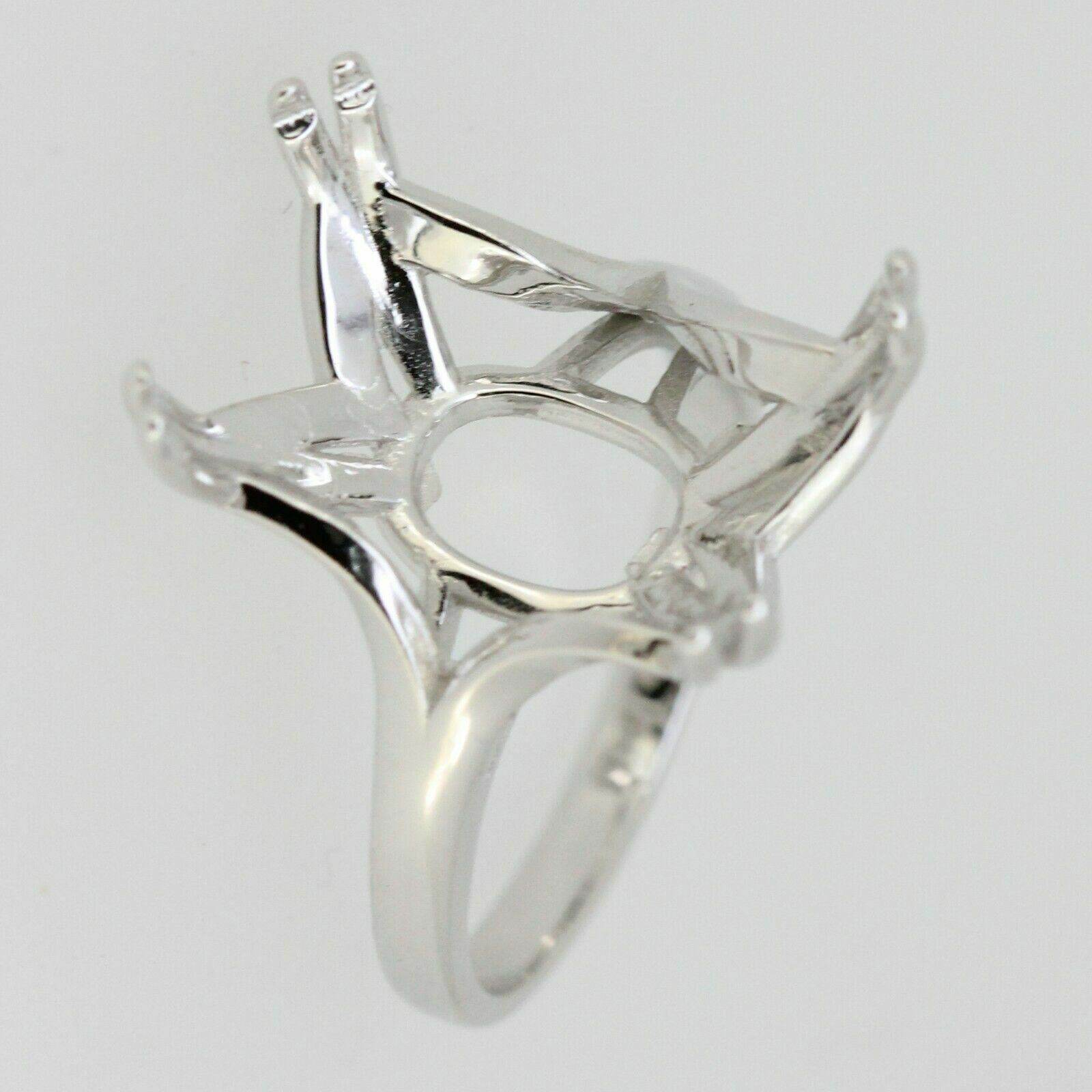 Sterling Silver Semi Mount Ring Setting Emerald OCT 2x10mm Contemporary - Syzjewelry