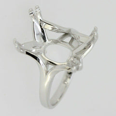 Sterling Silver Semi Mount Ring Setting Emerald OCT 2x10mm Contemporary - Syzjewelry