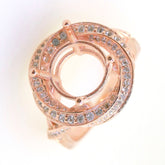 Art Deco Sterling Silver Semi Mount Ring Setting Round RD 11x11mm Syzjewelry