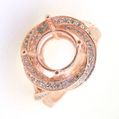 Art Deco Sterling Silver Semi Mount Ring Setting Round RD 11x11mm Syzjewelry