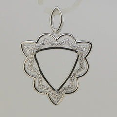 Sterling Silver Semi Mount Pendant Setting Trillion Tri 15x15mm Topaz Halo - Syzjewelry